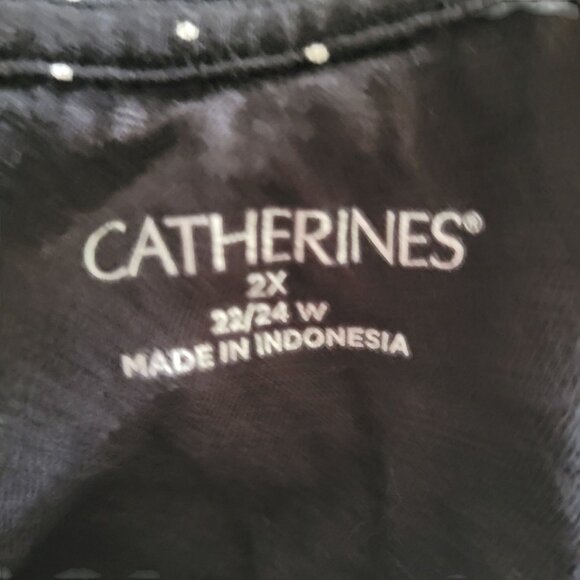 Catherines Black Polka Dot Tunic Top 2X 22/24W 3/4 Sleeves 100% Cotton Womens Bl - Picture 5 of 6